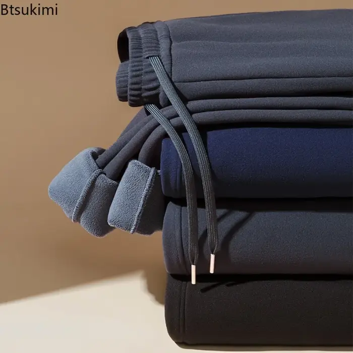 Pantalon de survêtement coupe-vent pour hommes, pantalon de maison décontracté, ample, pour l'extérieur, vêtements de travail, nouveau Style, polaire, hiver 2026