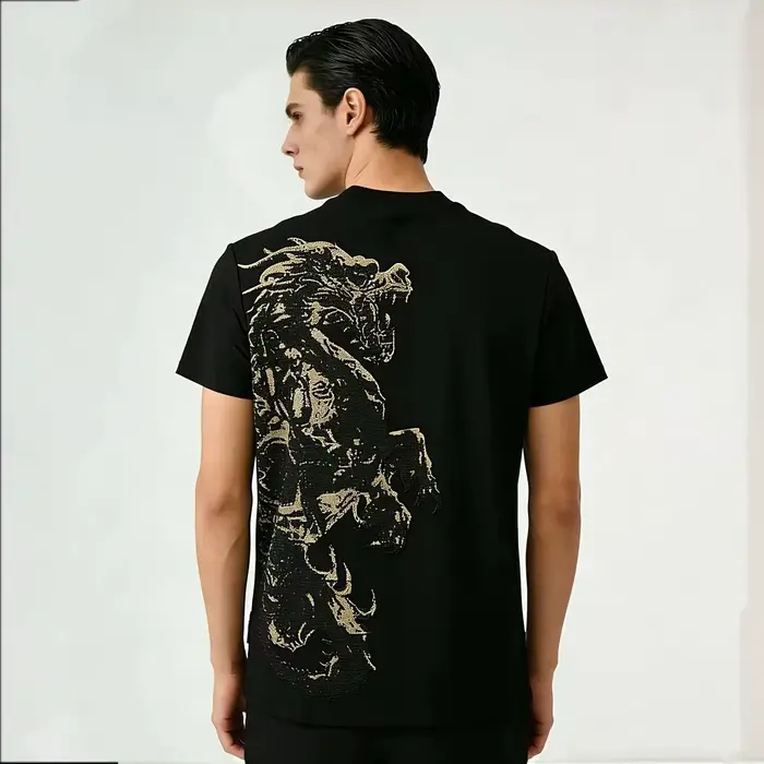 T-shirt homme Alex Plein en coton de luxe à col rond et manches courtes