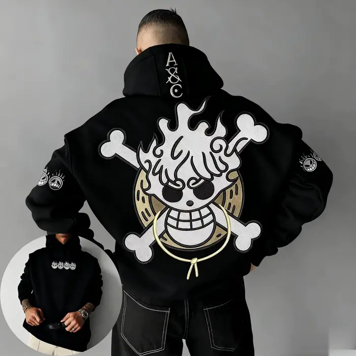 Sweat-shirt à capuche surdimensionné pour homme et femme, pull à imprimé graphique de dessin animé, 