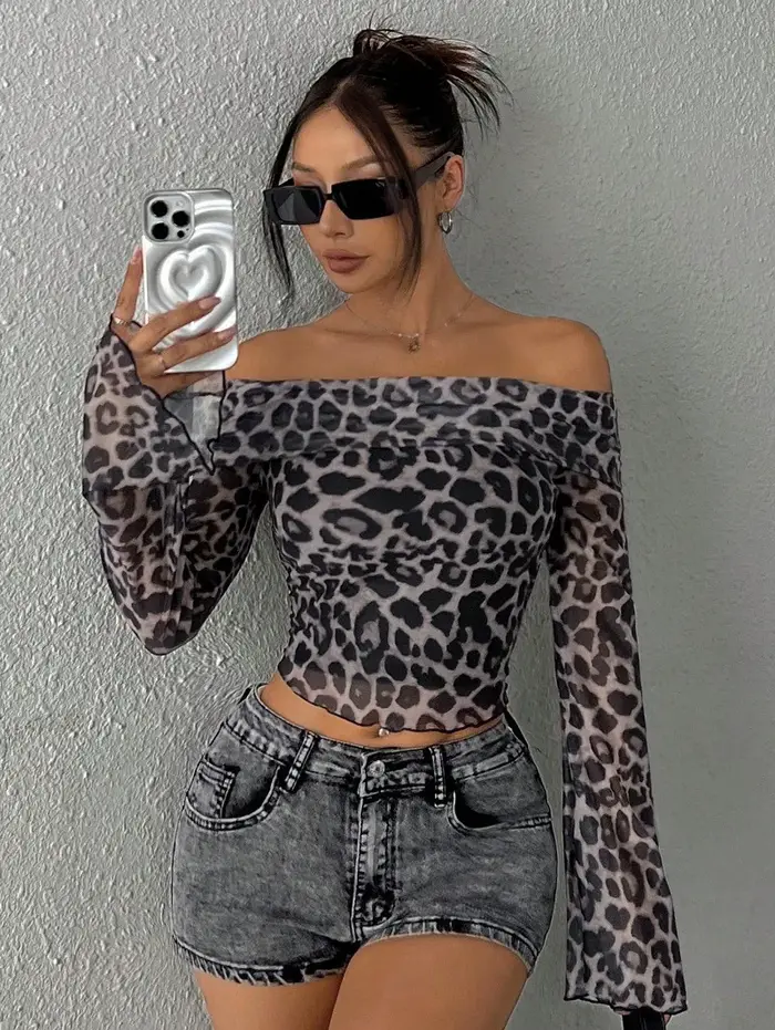 T-shirt sexy pour femmes, nouvelle collection automne, streetwear tendance, manches longues, col ron
