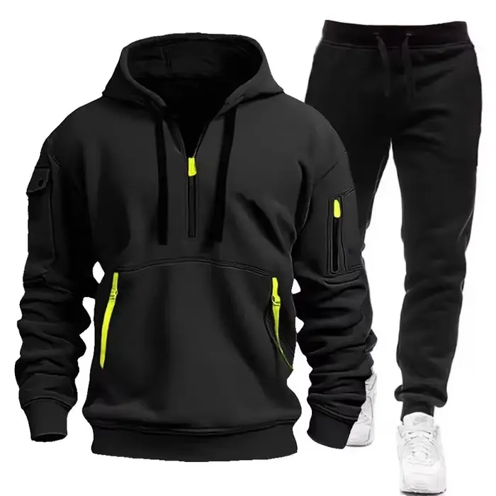 2025 Spring Autumn Fashion Trend Men Hooded Clothes Pants Sweatshirt Zipper Casual Clothinfg Persona