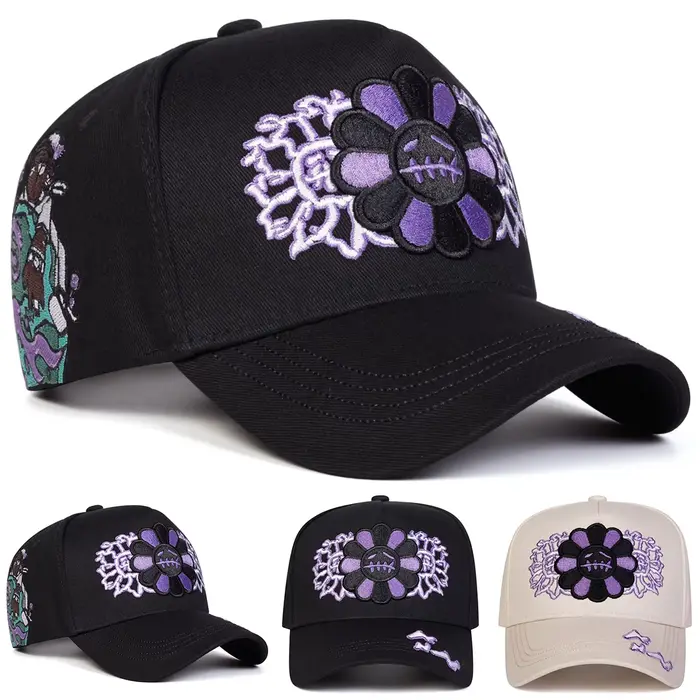 Casquettes de baseball unisexes brodées tournesol, ajustables, décontractées, pour le printemps et l