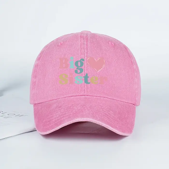 Casquette de baseball vintage à imprimé cœur Big Sister – Taille réglable