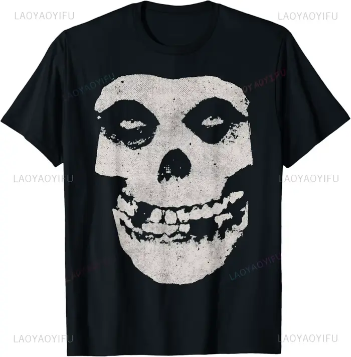 Misfits T-shirt crâne en détresse unisexe pour hommes femmes-Vintage gothique Streetwear surdimensio