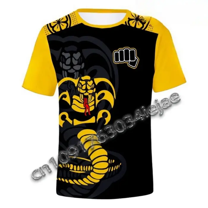 Dessin animé mignon Cobra KAI impression 3D sport séchage rapide respirant hommes T-shirt en plein a