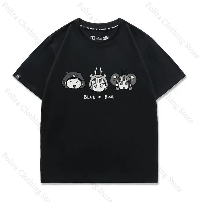 Anime bleu boîte série imprimé T-shirt Kawaii été hauts à manches courtes T-shirt vêtements quotidie