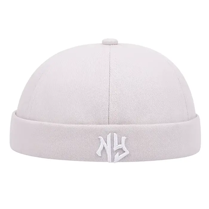 NY-Chapeau court brodé pour femmes et hommes, tendance rétro, sans bord, chapeau polyvalent en peau 
