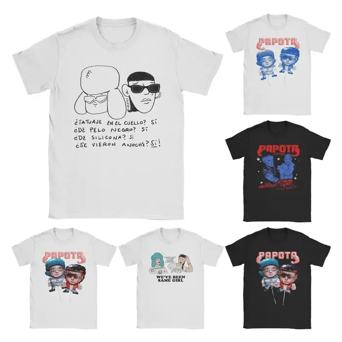 Paco Amoroso et Ca7riel T-Shirt de dessin animé hommes femmes Vintage pur coton t-shirts col rond à manches courtes