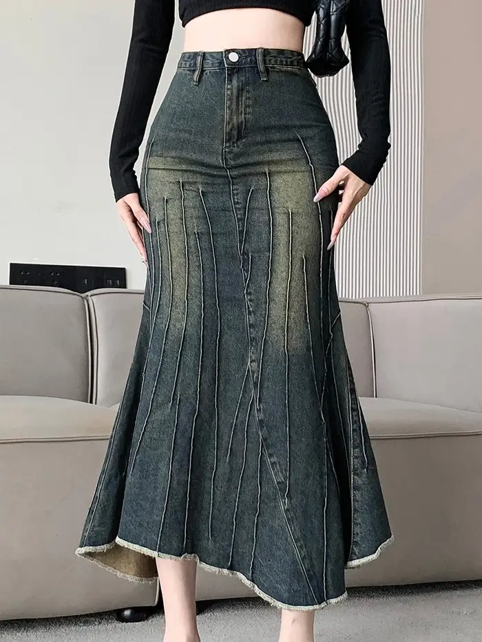 Vintage déchiré femmes sirène jupe 2023 nouvelle mode Y2K Streetwear jean jupes femme rétro décontra