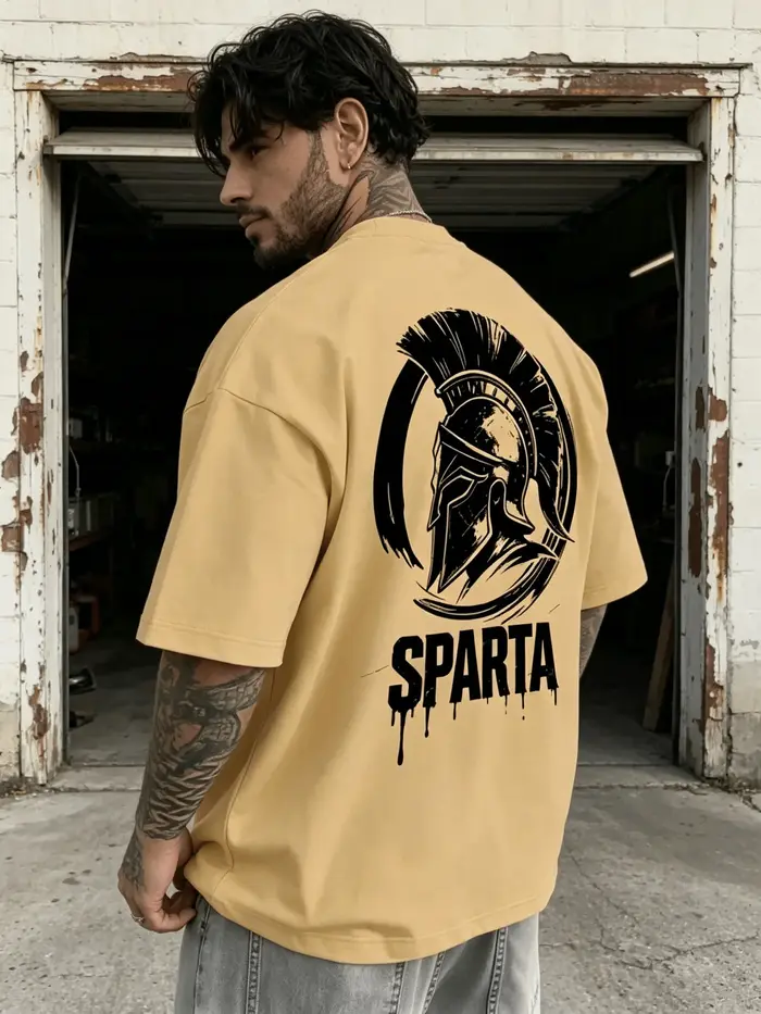 T-shirt pour homme 100% coton avec impression de casque « SPARTA », best-seller, streetwear décontra