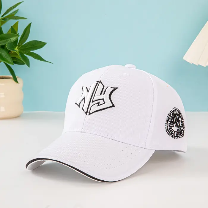 Casquette de baseball classique New York blanche - casquette de papa unisexe avec sangle réglable : 