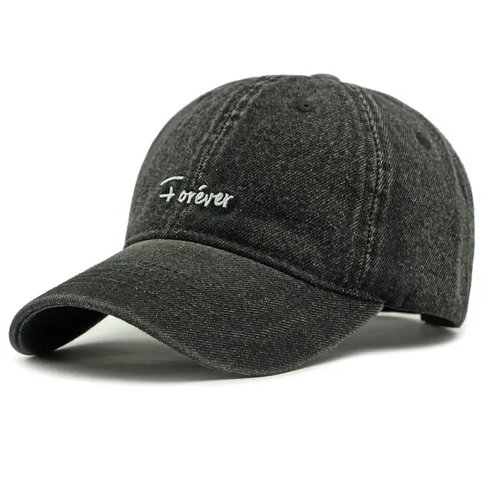 Casquette Snapback Printemps-Été en Denim Lavable Brodé pour Hommes et Femmes – Casquette de Basebal
