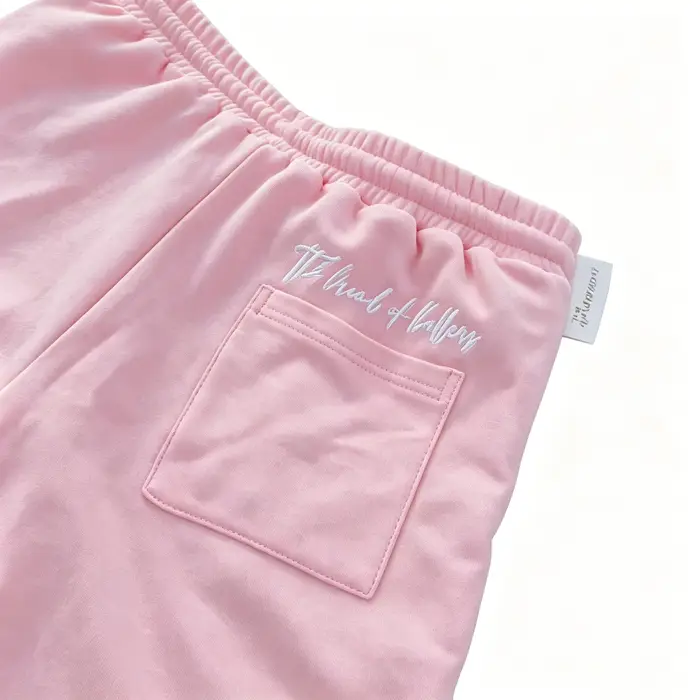 Shorts de survêtement rose brodés