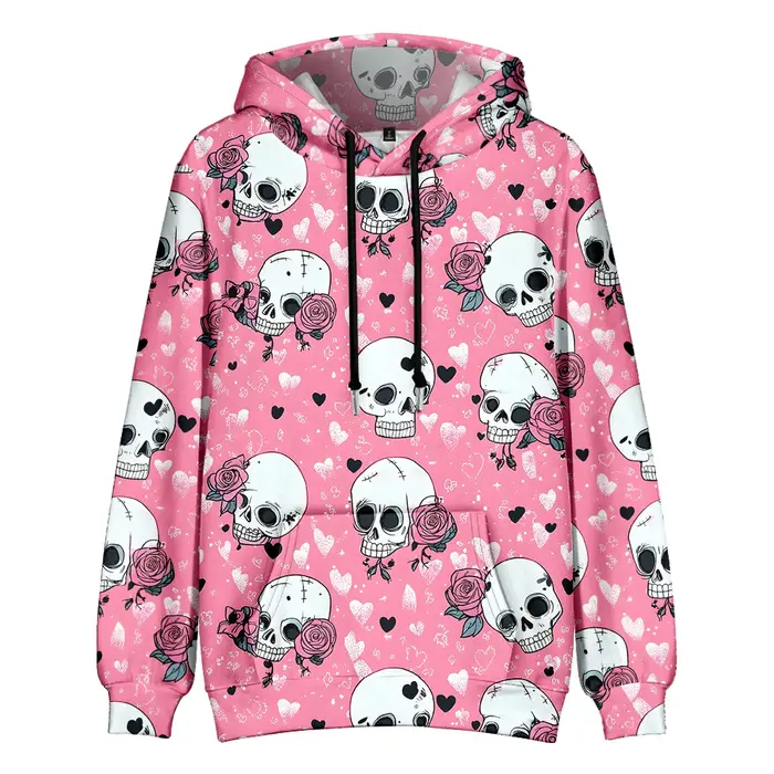 Sweat à capuche en polaire rose crâne et rose