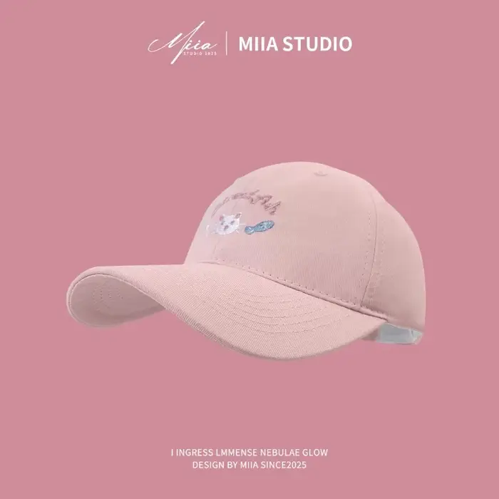 Casquettes de Baseball brodées pour femmes, couleur Macaron douce coréenne, chat mignon, voyage d'ét