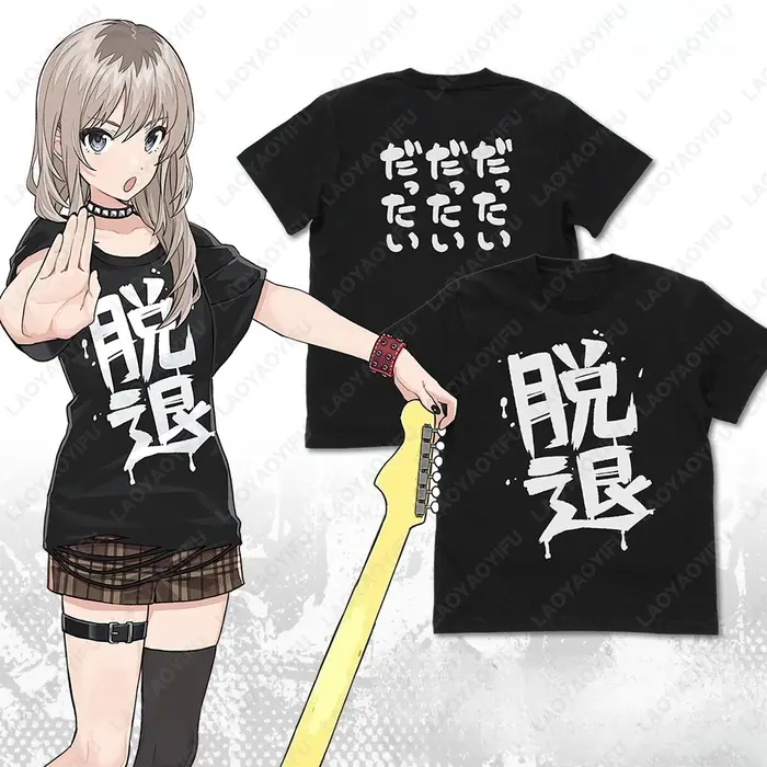 TOGENASHI TOGEARI KAWARAGI MOMOKA guitariste graphique t-shirts japon bidimensionnel Anime femme homme coton T-shirt Otaku cadeau