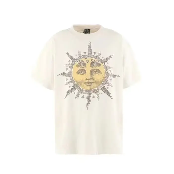 T-shirt Saint Noir Blanc Léger Oversize Manches Courtes 2025 Nouveau Homme Femme Col Rond Coton Impr