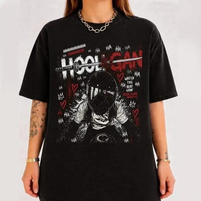 T-shirt surdimensionné à motif motard Rogue, en pur coton, streetwear pour couple, t-shirt surdimens