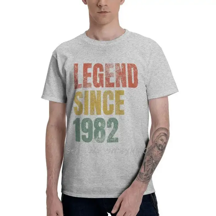 T-shirt rétro pour hommes, 39e anniversaire, nouveauté, légende depuis 1982, cool, zones me, coton, cadeau