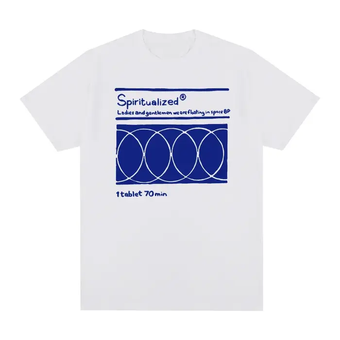 T-shirt spiritualisé années 90 Spacemen Rock Band coton flottant dans l'espace hommes