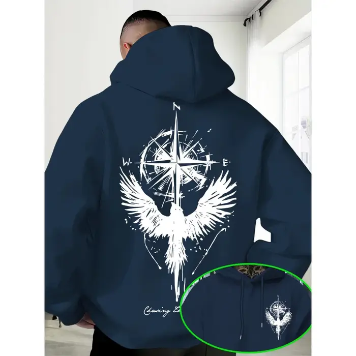 Sweat-shirt à capuche imprimé tendance personnalisé décontracté pour homme. Idéal pour les rendez-vous en plein air