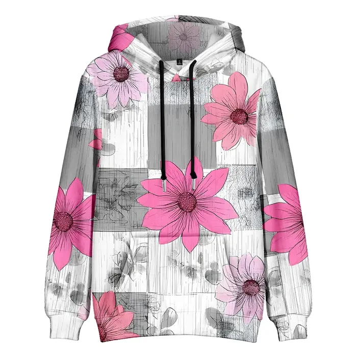 Sweat à capuche imprimé d'art abstrait unisexe aquarelle design botanique couleurs pastel streetwear