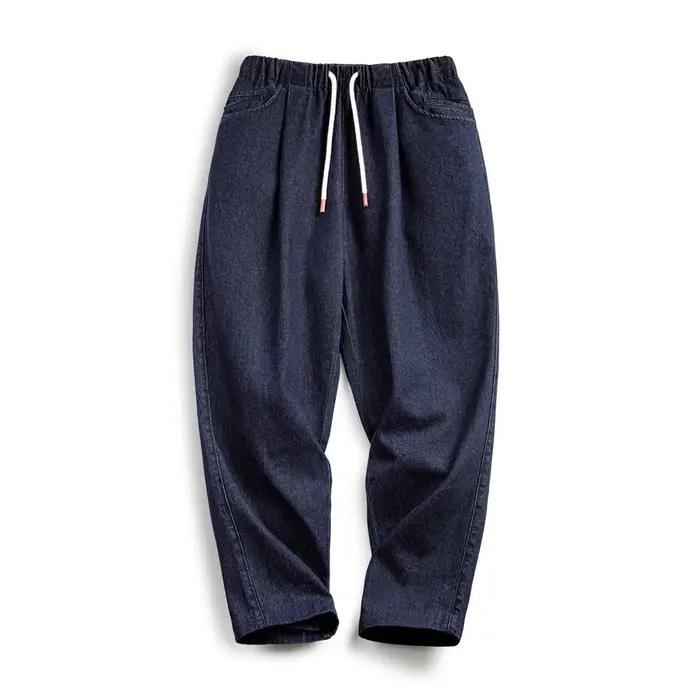 Jeans décontractés Maden 10oz Jogger en denim avec taille élastique et cordon de serrage, pantalon d