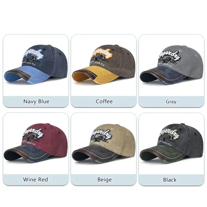 Casquette de Baseball Unisexe en Coton Délavé Brodé