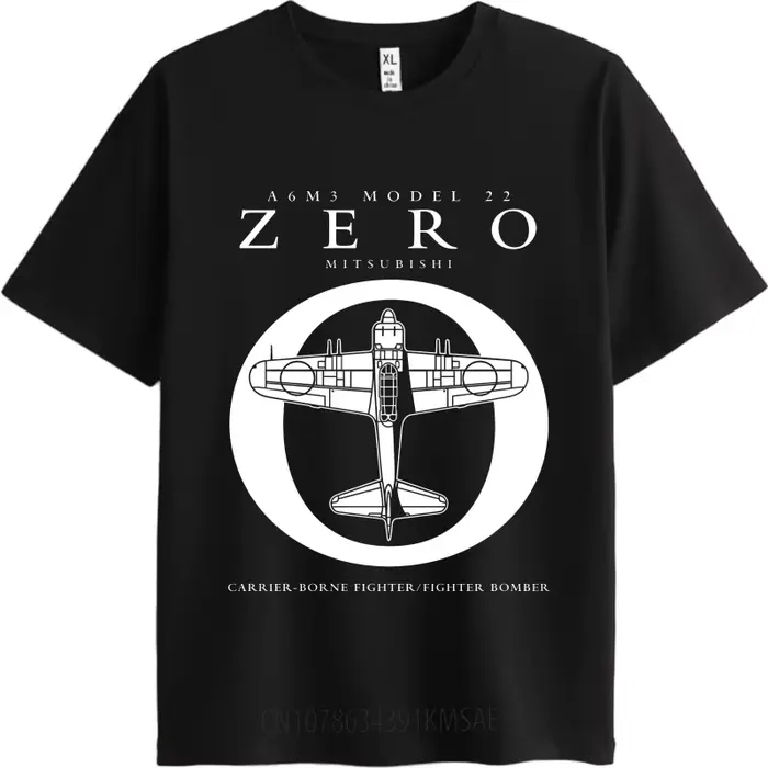 T-shirt col rond unisexe, Streetwear, Design d'avion de chasse zéro imprimé rétro, t-shirt d'été pou