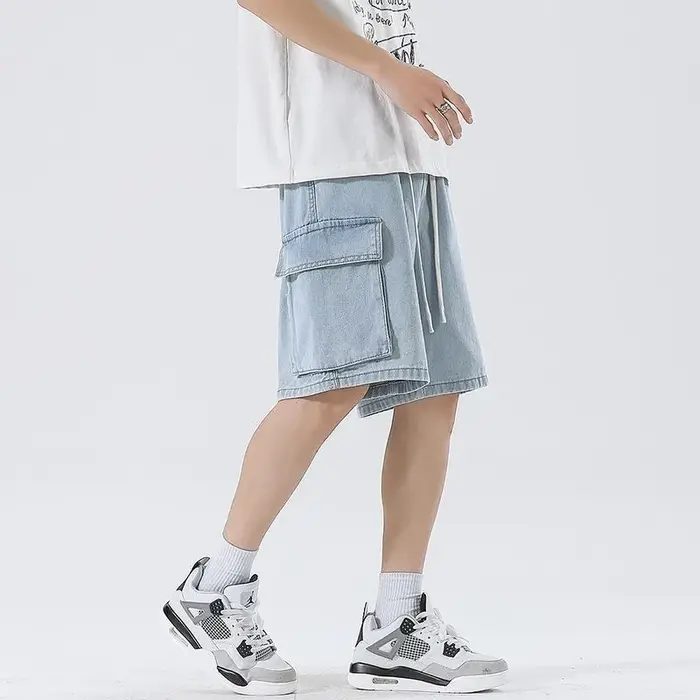Été nouveaux shorts en jean pour hommes vêtements de rue rétro coréen Harajuku poche jeans