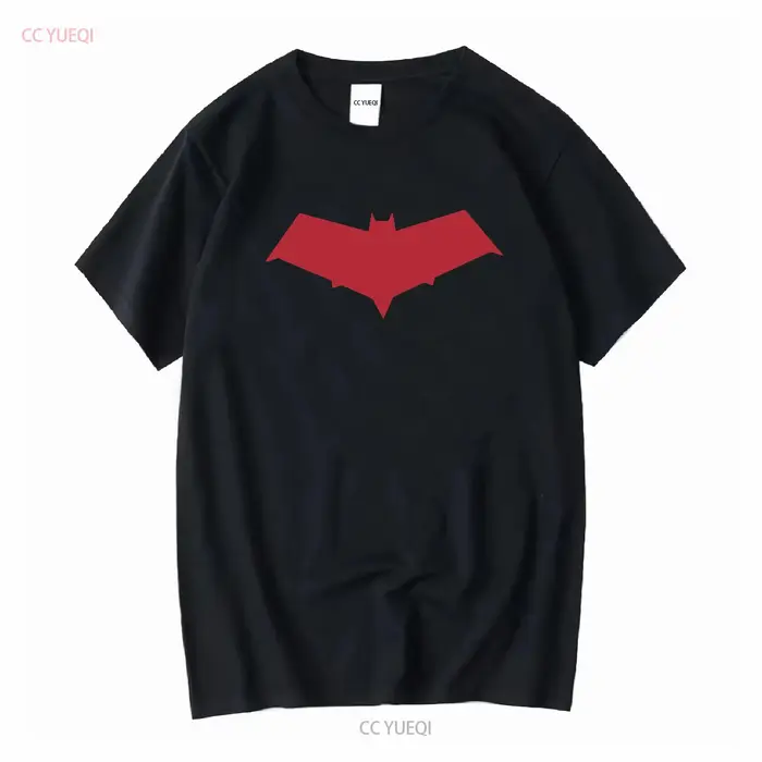 T-shirt unisexe noir à manches longues ou courtes, motif Hood Symbol Jason Todd, style vintage délav