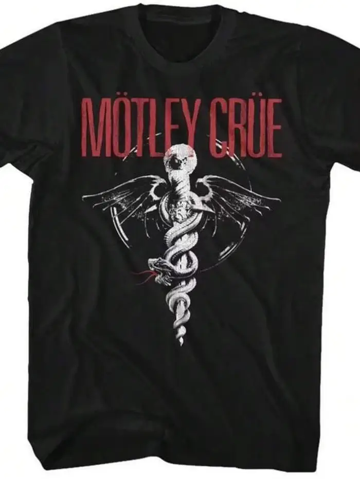 T-shirt en coton Motley Crue Classic Dr. Feelgood noir pour adulte, cadeaux de fête du Nouvel An et 