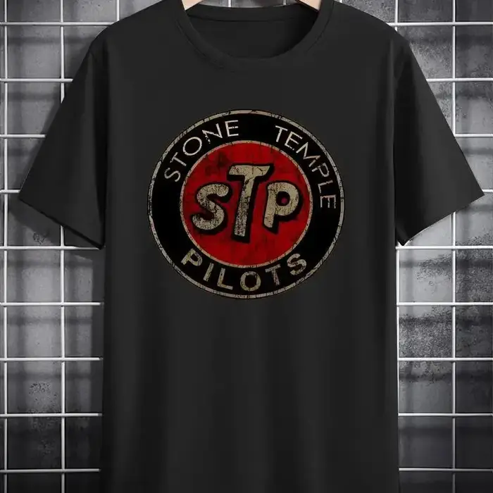 Stone Temple Pilots Print T-shirt décontracté à col rond pour hommes, noir, court