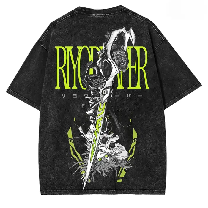 T-shirt Anime Riyo Gachiakuta Manga Gothique Vintage Lavé Oversize Coton Manches Courtes Vêtements d'Été pour Hommes