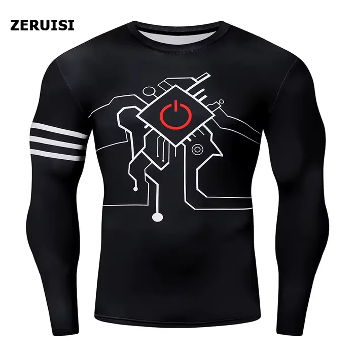 T-Shirt à manches longues pour hommes, coupe cintrée par Sublimation 3D, décontracté, respirant, per