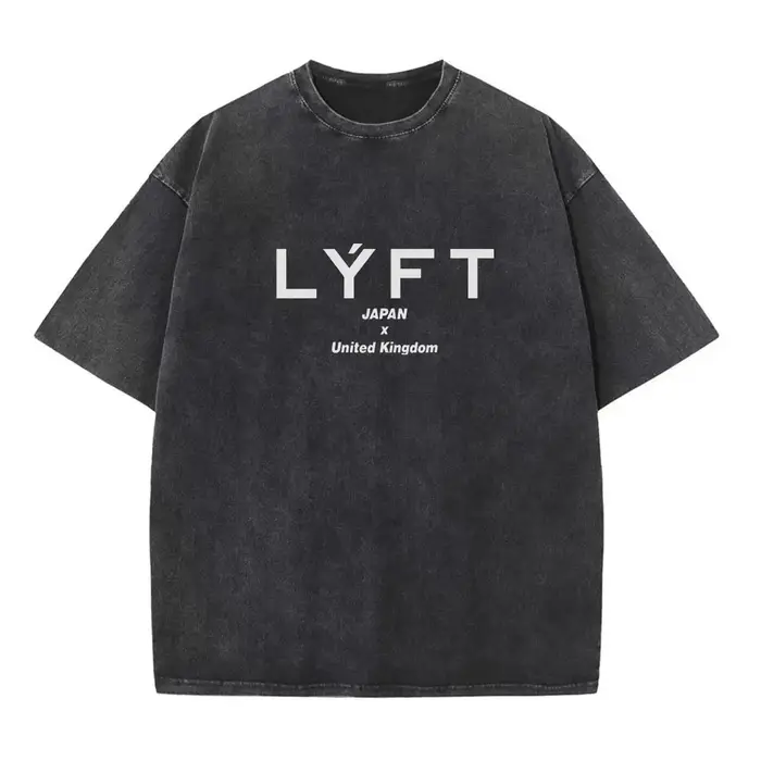 LYFT lavé classique LOGO 230GSM coton Vintage grand T-SHIRT hommes surdimensionné Muscle sport Fitne
