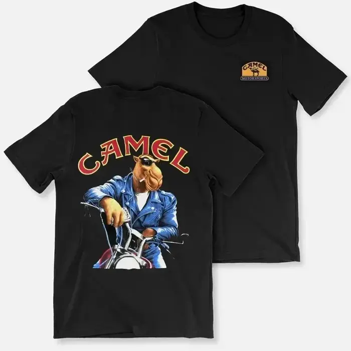 T-shirt Rétro 2026 Camel Cigarettes en Coton Vintage à Manches Courtes, Style Décontracté Streetwear