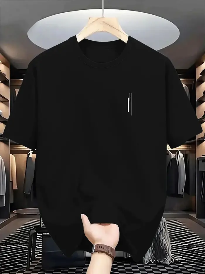 T-shirt à col rond pour homme, haute élasticité, lavable, frais et confortable, style décontracté d'
