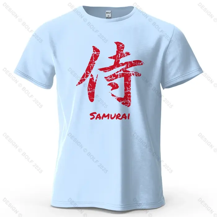T-Shirt homme imprimé personnage samouraï 100% coton surdimensionné classique esthétique asiatique t