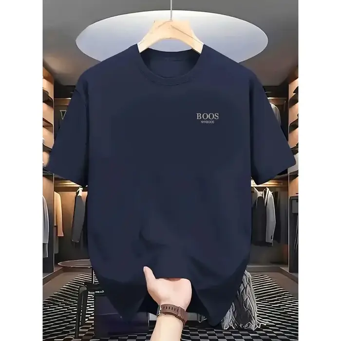 T-shirt pour homme à manches courtes avec lettres BOOS imprimées dans un style simple