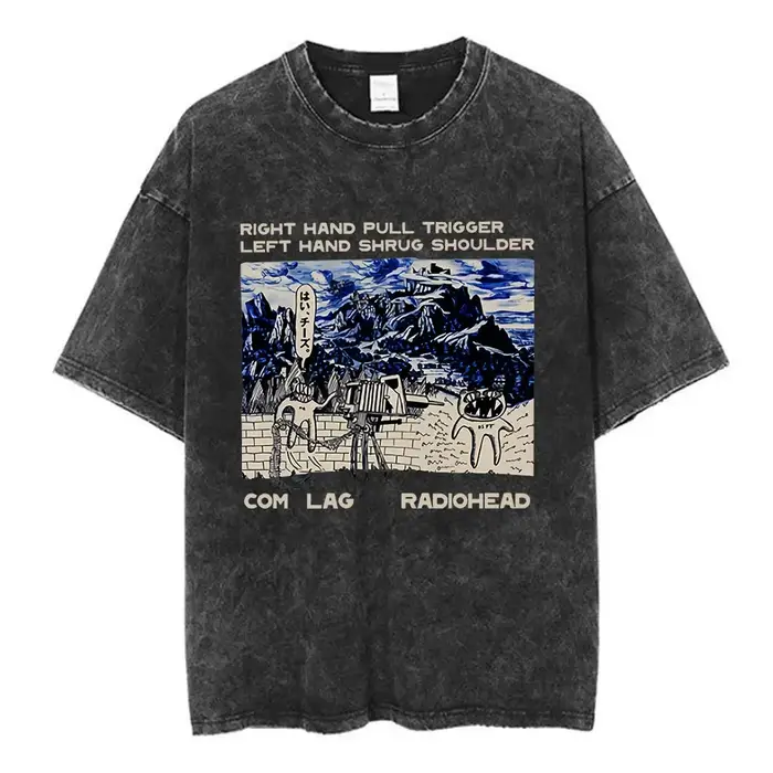 T-shirt homme Radiohead, groupe de rock, effet délavé, nouvelle collection, vêtements pour hommes, t