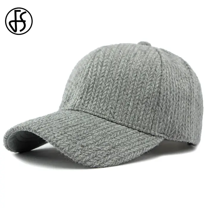 Casquettes de baseball en laine gris-brun FS pour hommes et femmes