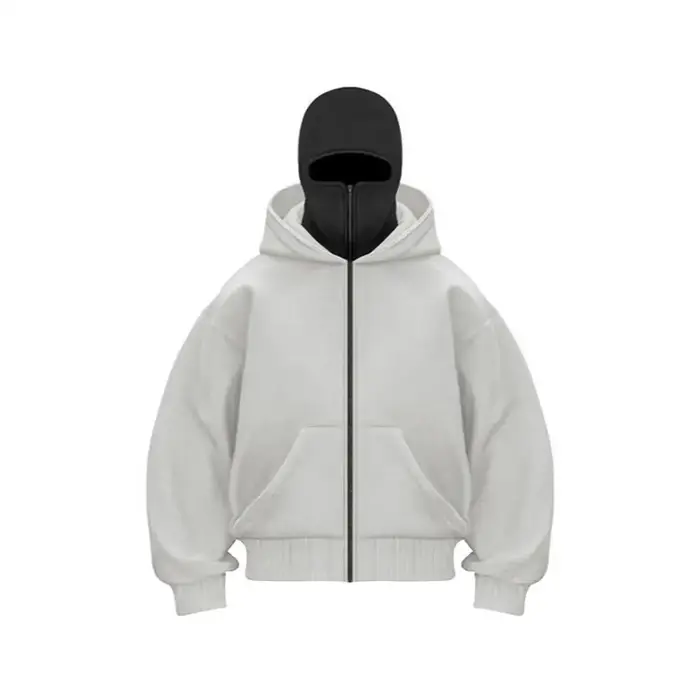 Cagoule à capuche unisexe, veste chaude et ample, fermeture éclair, veste décontractée avec masque f