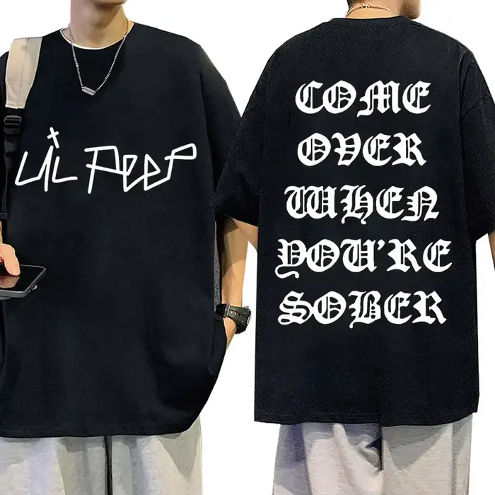 T-shirt imprimé du concert du rappeur Lil Peep Come Over When You're Sober, t-shirt oversize pour ho