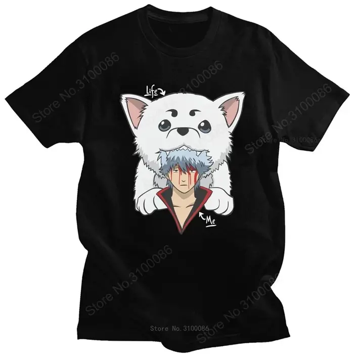 Kawaii Gintama Gintoki Sakata T-shirt pour manches courtes Sadaharu T-shirt graphique Anime Manga T-