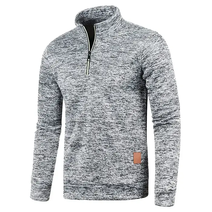 Pull à col roulé avec fermeture éclair pour homme, sweat-shirt d'extérieur, pull à demi-fermeture éc