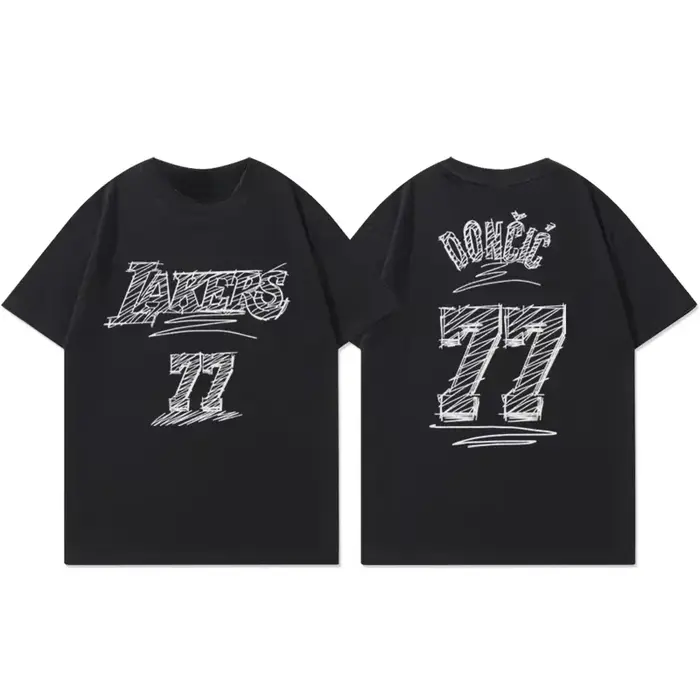 T-shirt unisexe à motif imprimé Laker 77, vêtements décontractés pour l'entraînement sportif, basket