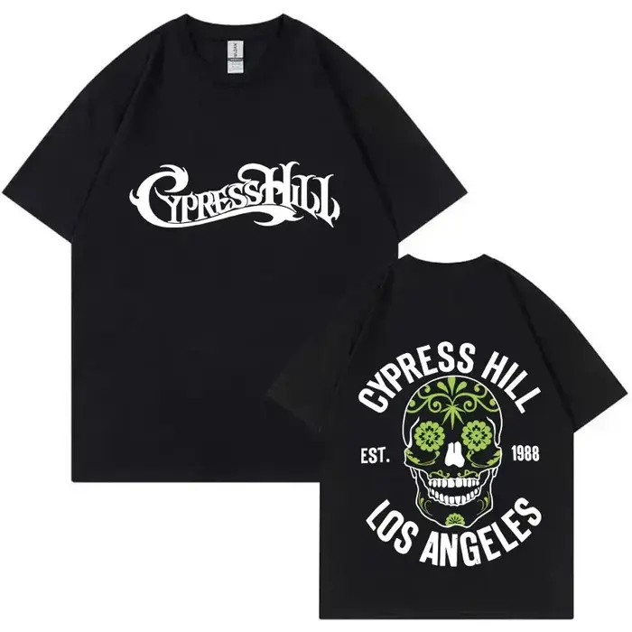 T-shirts graphiques double face Cypress Hill Skeleton pour hommes et enfants, t-shirts hip hop popul