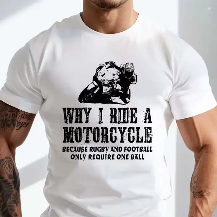 Moto T-Shirt motard pourquoi je roule pour hommes drôle moto Superbike vélo coton col rond manches c