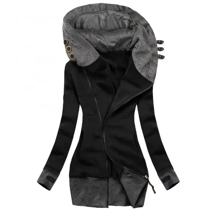 Veste à capuche mi-longue pour femme